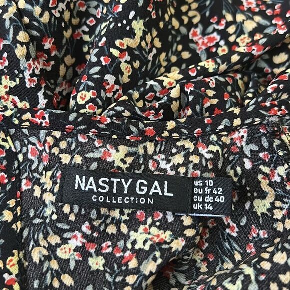 Ditsy Floral Print Puff Sleeve Tiered Mini Dress size 10 - Picture 11 of 12